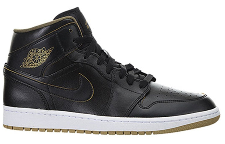 Air Jordan 1 Mid \'Black Gold\'  554724-042 Iconic Trainers