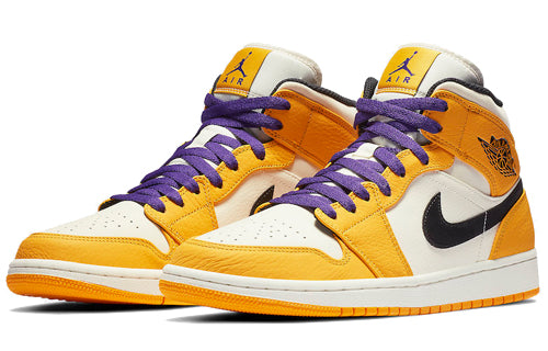 Air Jordan 1 Mid \'Lakers Gold\'  852542-700 Classic Sneakers