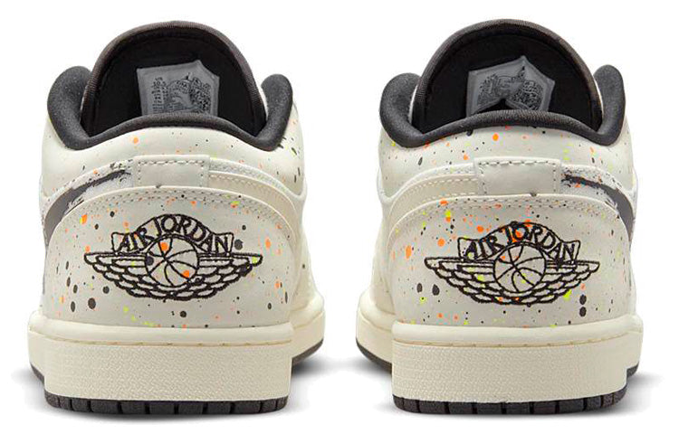 Air Jordan 1 Low 'Brushstroke Swoosh - Paint Splatter' DM3528-100 Classic Sneakers - Click Image to Close