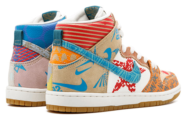 Nike Thomas Campbell x SB Dunk High \'What The\'  918321-381 Antique Icons