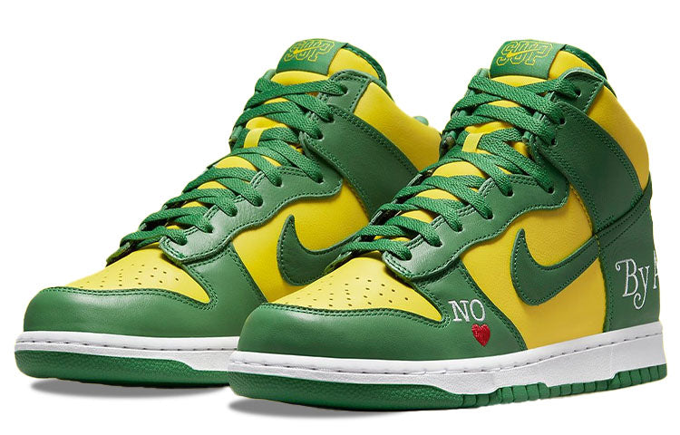 Nike x Supreme SB Dunk High 'By Any Means - Brazil' DN3741-700 Iconic Trainers - Click Image to Close