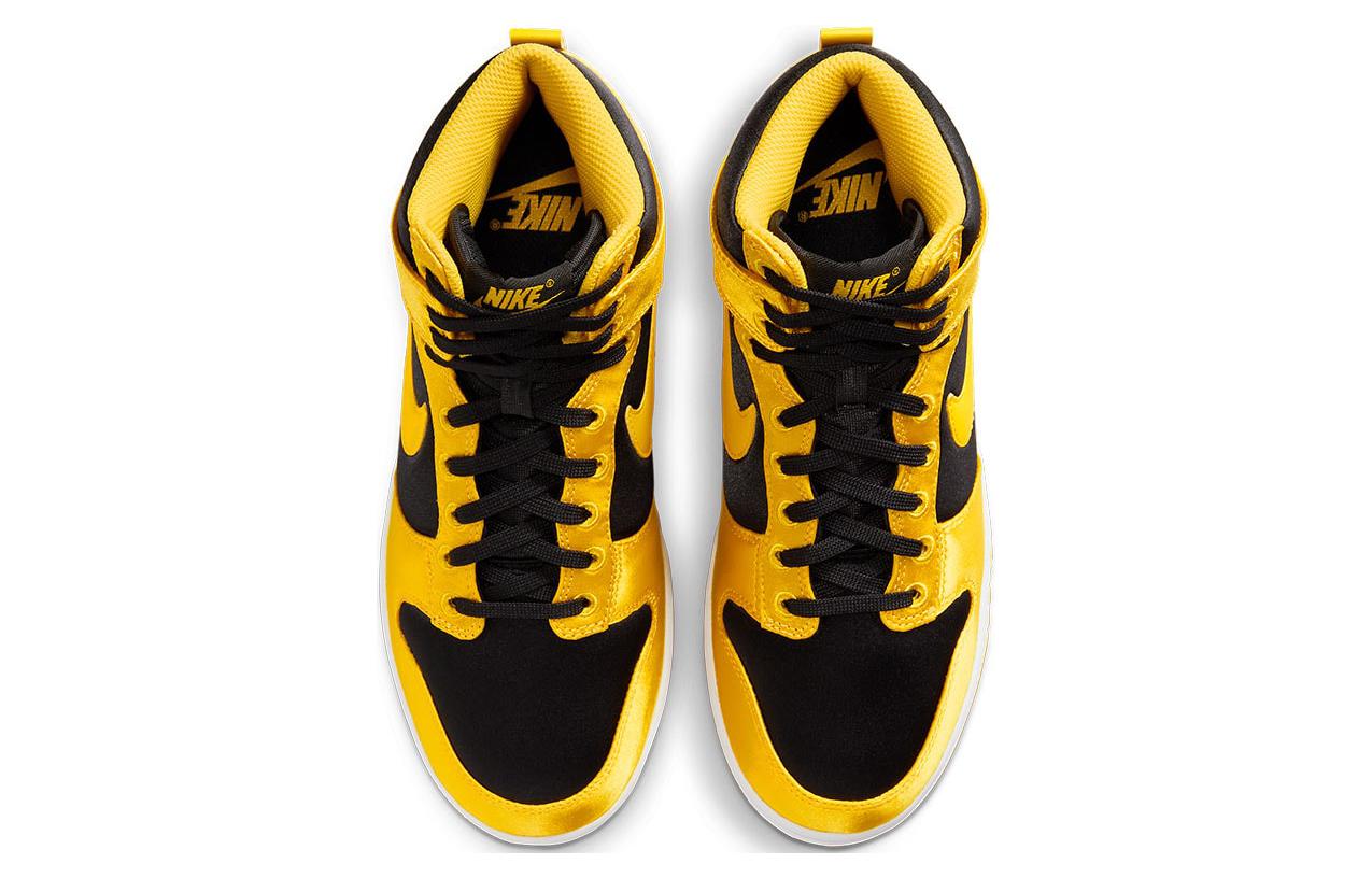 (WMNS) Nike Dunk High Goldenrod Satin 'Yellow Black' FN4216-001 Antique Icons - Click Image to Close