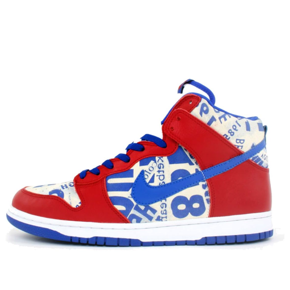 Nike Dunk High LTD 'Newspaper Pack Red White Blue' 308612-641 Iconic Trainers - Click Image to Close