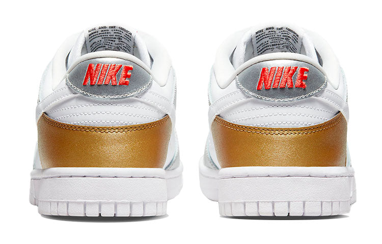(WMNS) Nike Dunk Low SE 'Silver Gold Metallic' DH4403-700 Iconic Trainers - Click Image to Close