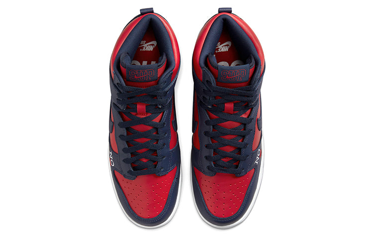 Nike x Supreme SB Dunk High 'By Any Means - Red Navy' DN3741-600 Signature Shoe - Click Image to Close