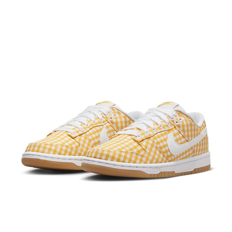 (WMNS) Nike Dunk Low 'Yellow Gingham' DZ2777-700 Vintage Sportswear - Click Image to Close