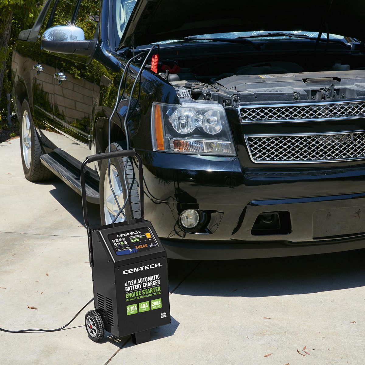CEN-TECH 2/10/40/200 Amp, 6/12V Automatic Battery Charger with Engine Jump Start