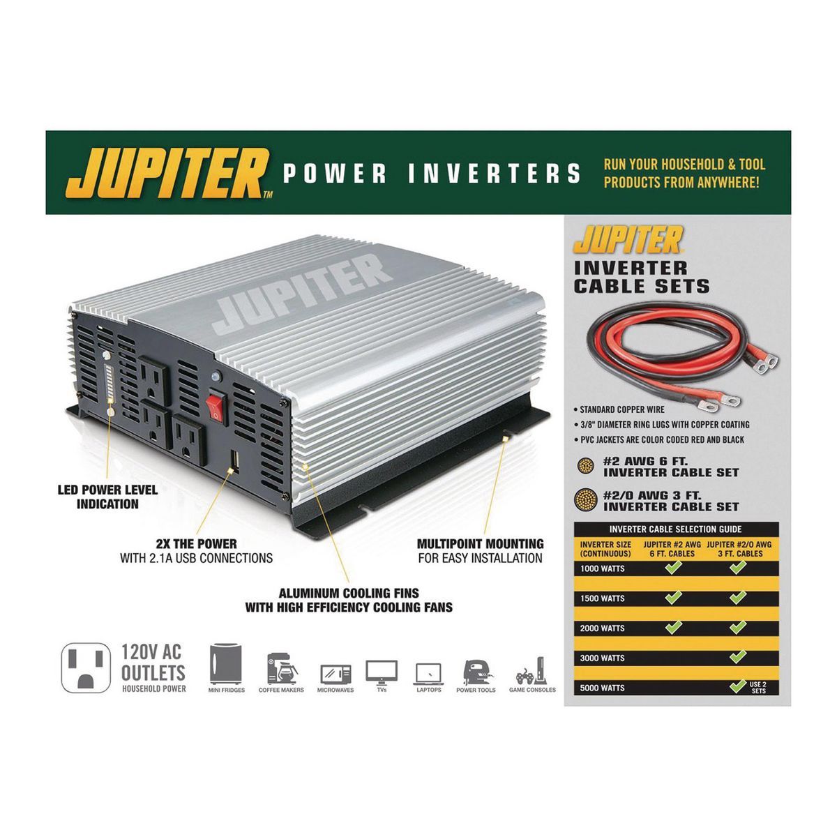 JUPITER 3000 Watt Continuous/6000 Watt Peak Modified Sine Wave Power Inverter