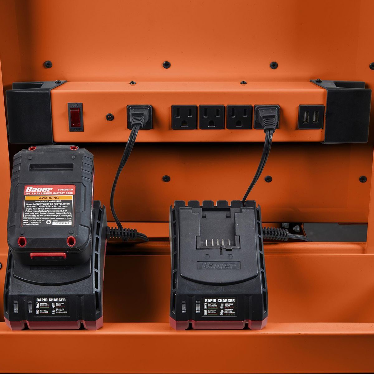 U.S. GENERAL 5-Outlet Magnetic Power Strip with Metal Housing and 2 USB Ports, Orange