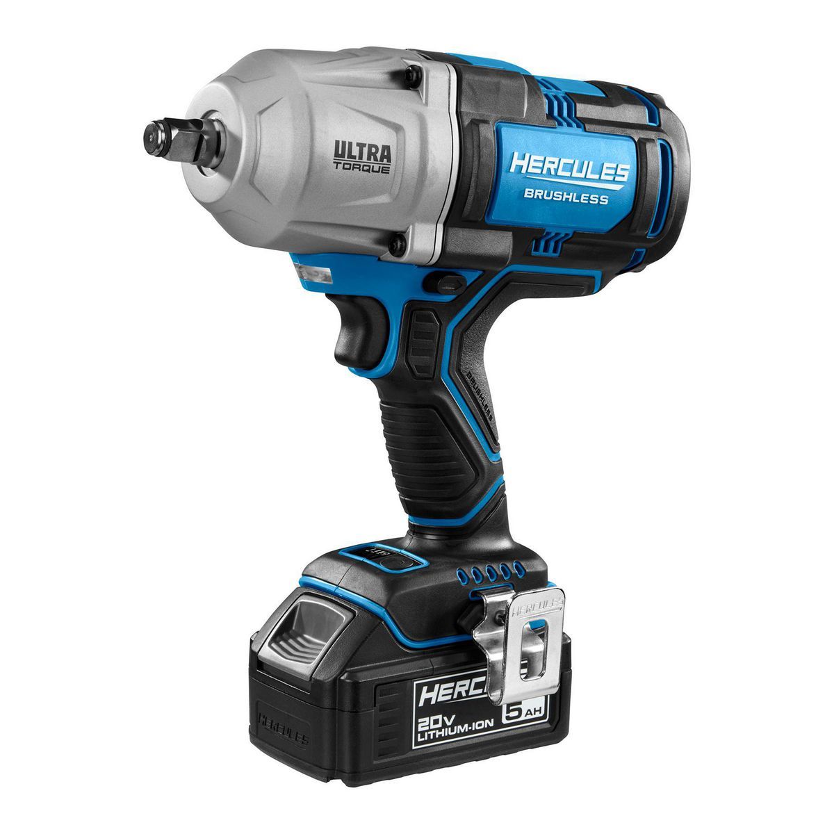 HERCULES 20V Brushless Cordless, 1/2 in. Ultra Torque Impact Wrench Kit with 5 Ah Battery and Charger