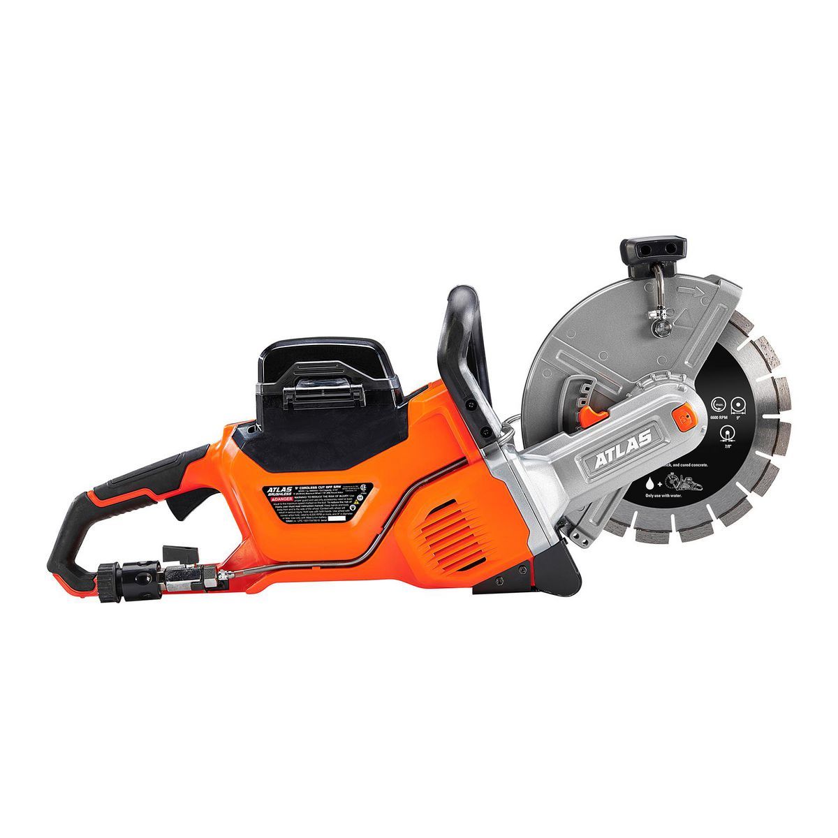 ATLAS 80V Brushless Cordless, 9 in. Concrete Cut-Off Saw Kit with 4 Ah Battery and Rapid Charger