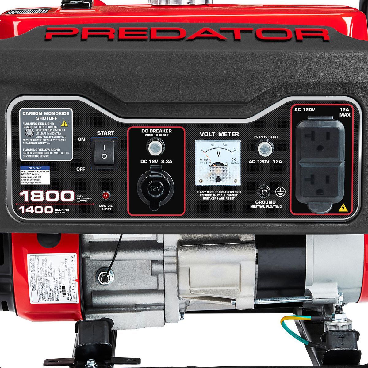 PREDATOR 1800 Watt Gas-Powered Portable Generator with CO SECURE Technology, EPA