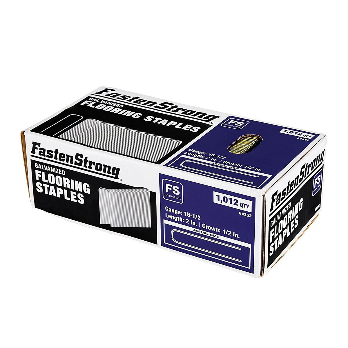 FASTENSTRONG 2 in. x 1/2 in. Crown 15-1/2 GA Gauge Flooring Staples, 1012 Piece