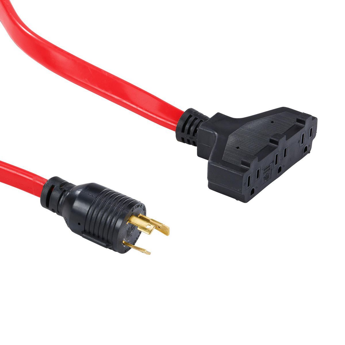PREDATOR 25 ft., 30 Amp, 125V Flat Triple-Tap L5-30 Generator Extension Cord Adapter