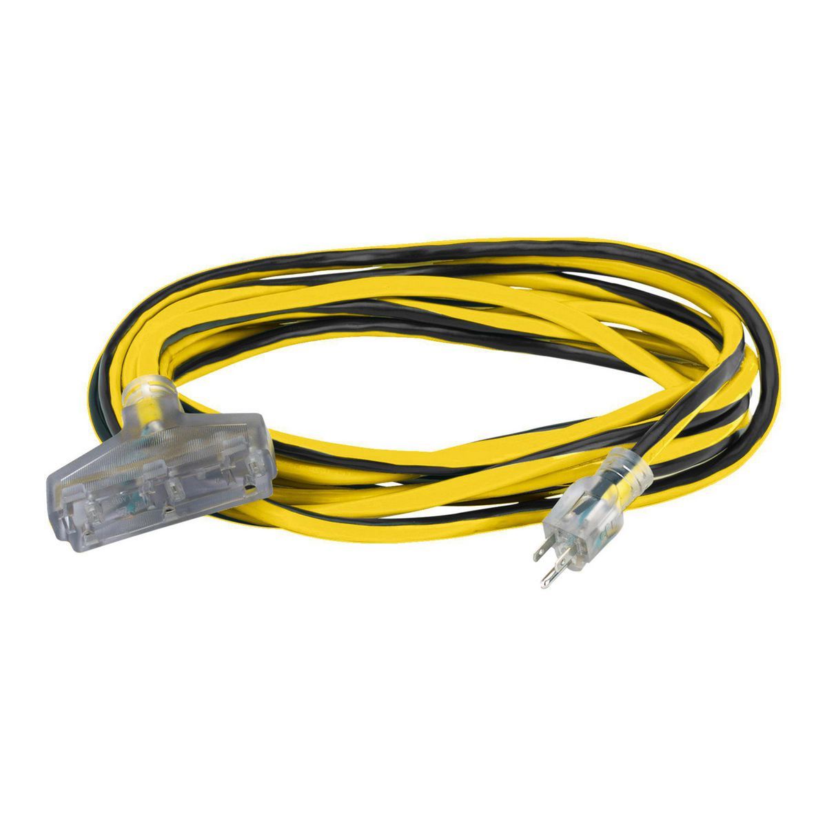 VANGUARD 25 ft. x 12/3 Gauge Multiple Outlet Extension Cord with Indicator Light, Yellow, Black