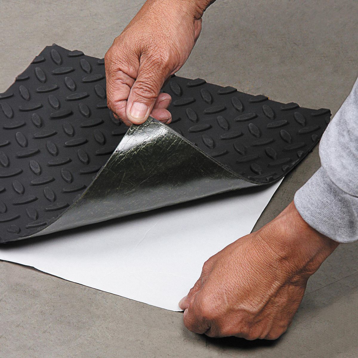 WESTERN SAFETY 12 in. x 12 in. Self-Adhesive Rubber Safety Mat with Tread Surface