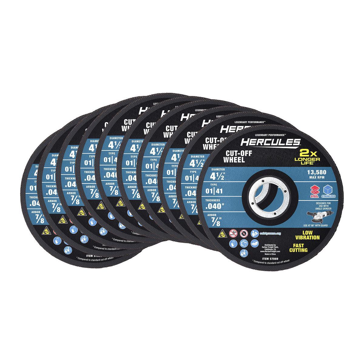 HERCULES 4-1/2 in. x .040 in. x 7/8 in., Type 01/41 Metal Cut-Off Wheel, 10-Pack