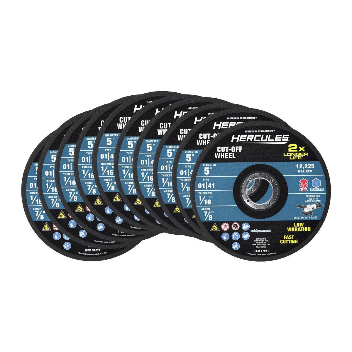 HERCULES 5 in. x 1/16 in. x 7/8 in., Type 01/41 Metal Cut-Off Wheel, 10-Pack