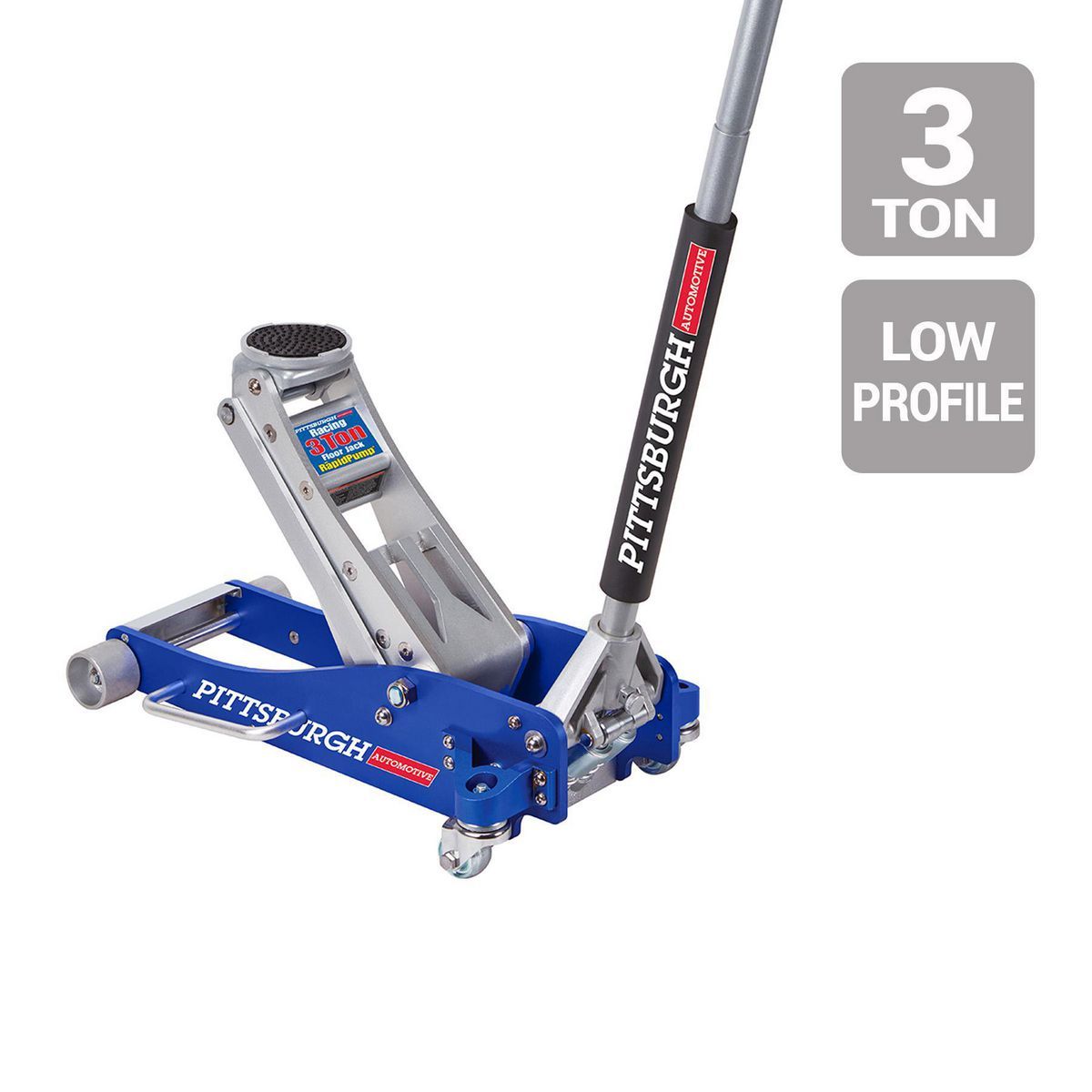 PITTSBURGH 3 Ton Low-Profile Aluminum Racing Floor Jack with RAPID PUMP