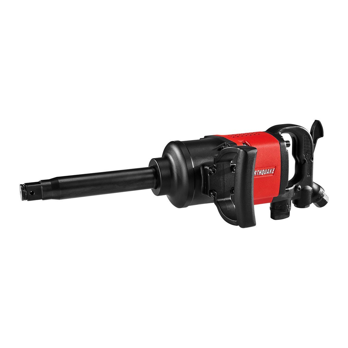 EARTHQUAKE 1 in. D-Handle Aluminum Air Impact Wrench, 8 in. Extended Anvil, Pinless, 2500 ft. lbs., Red
