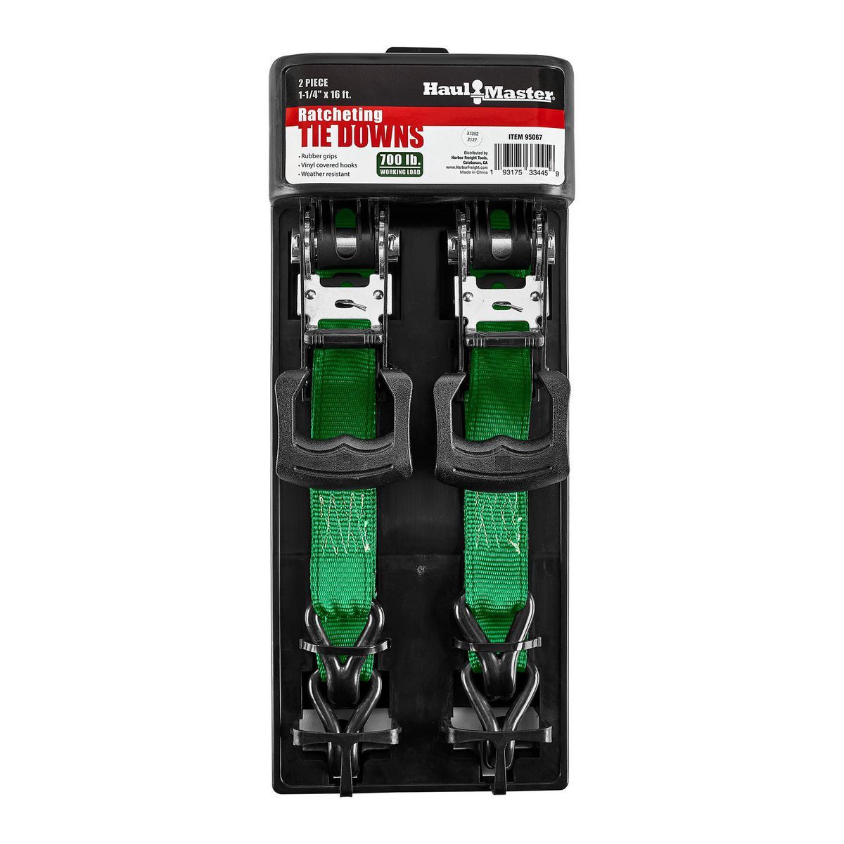 HAUL-MASTER 700 lb. Capacity, 1-1/4 in. x 16 ft. Ratcheting Tie-Downs, 2-Pack