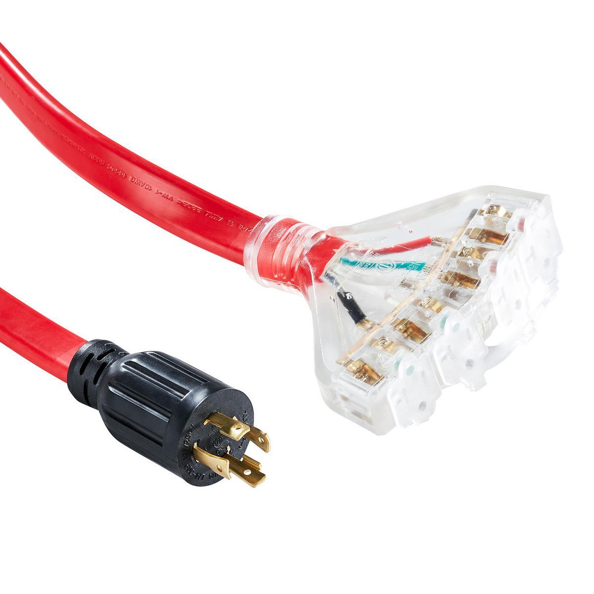 PREDATOR 25 ft., 30 Amp, 125/250V Flat 4-Outlet L14-30 Generator Extension Cord
