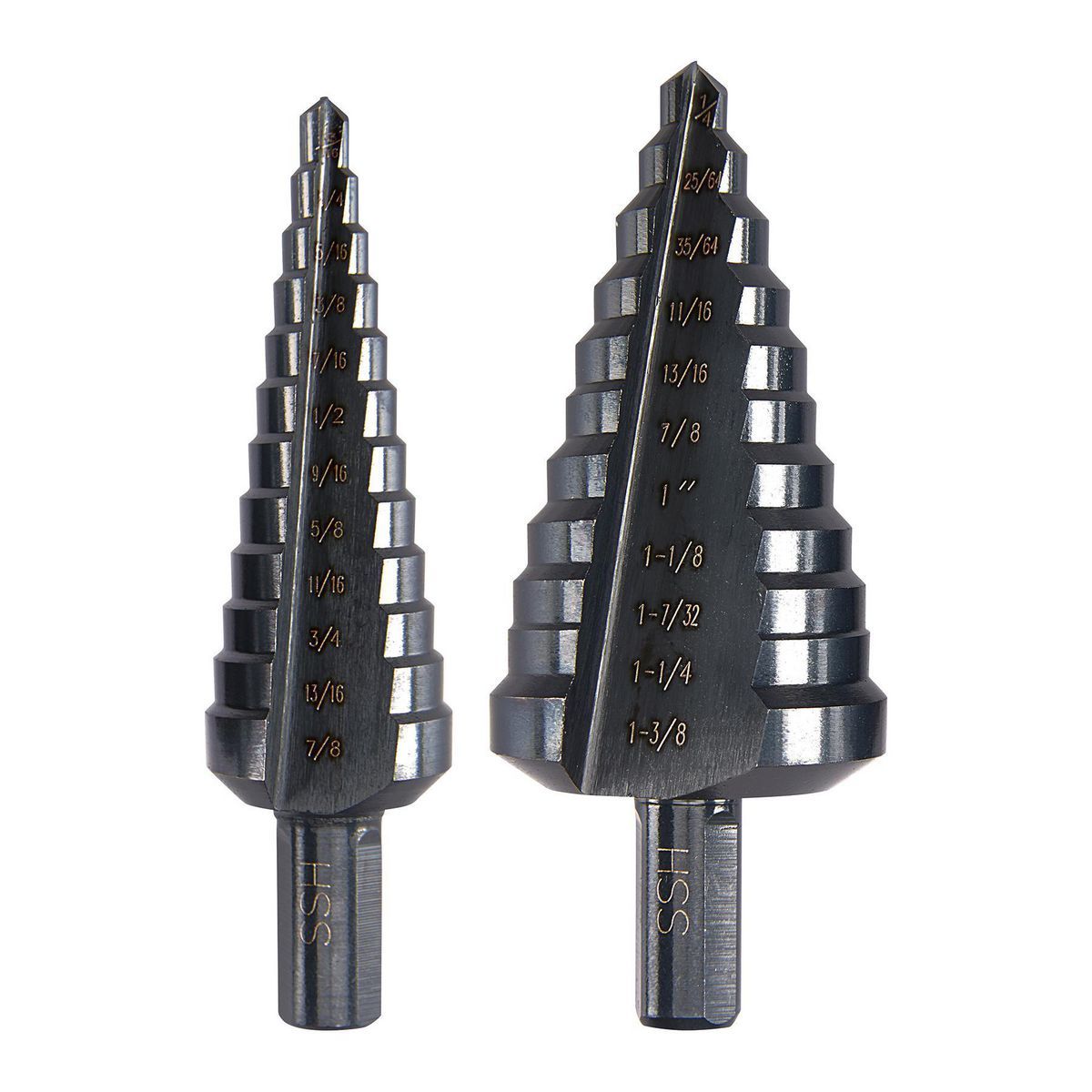 BAUER 3/16 in. to 1-3/8 in. #4 Black Oxide Step Drill Bit (12-Steps) and #5 (11-Steps)