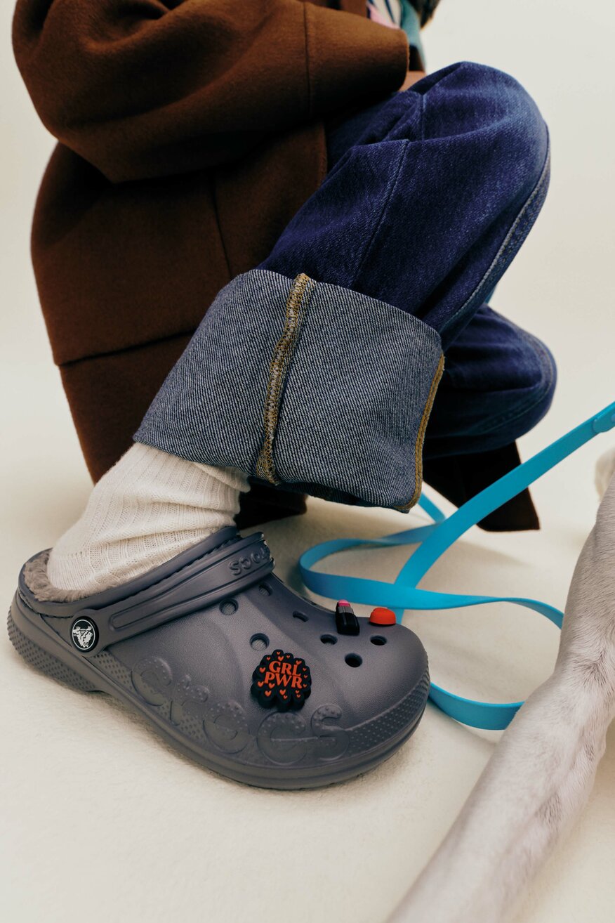 Klapki basenowe Crocs BAYA LINED CLOG K 207500-00Q Szary