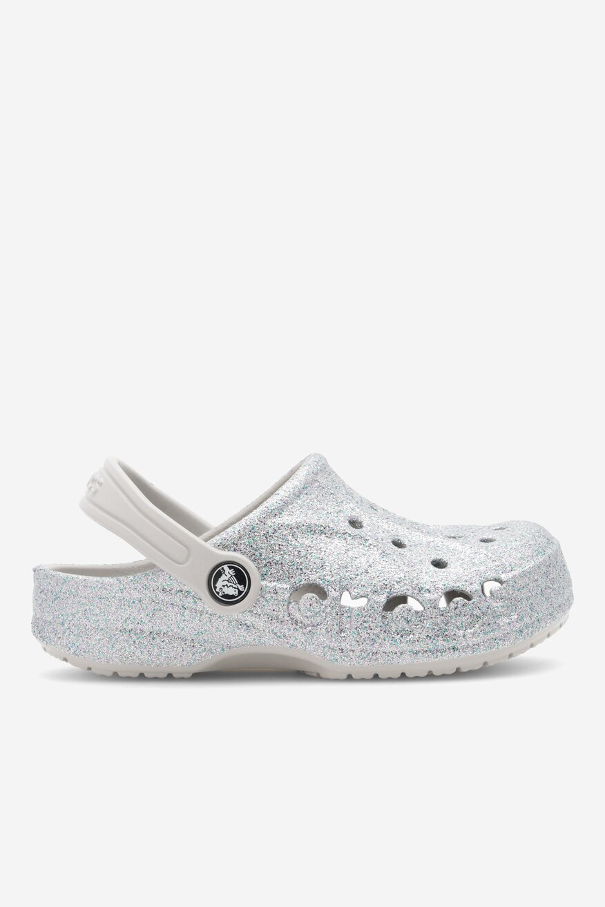 Klapki basenowe Crocs BAYA GLITTER CLOG K 207015-040 Srebrny