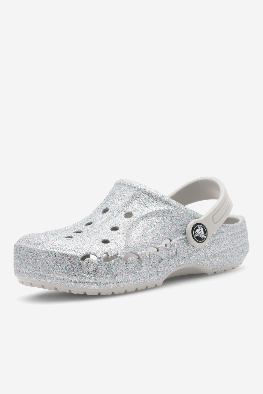 Klapki basenowe Crocs BAYA GLITTER CLOG K 207015-040 Srebrny