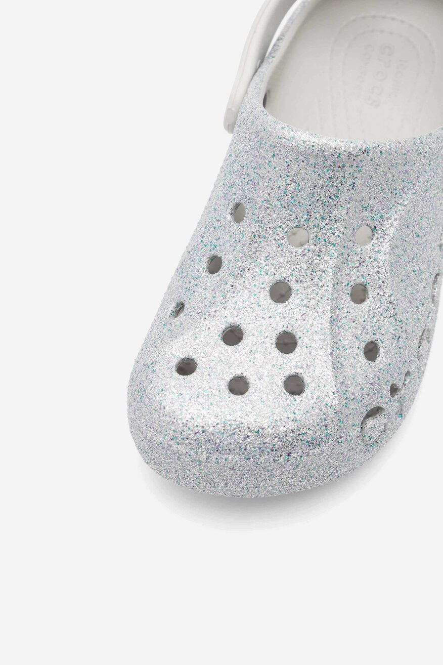 Klapki basenowe Crocs BAYA GLITTER CLOG K 207015-040 Srebrny