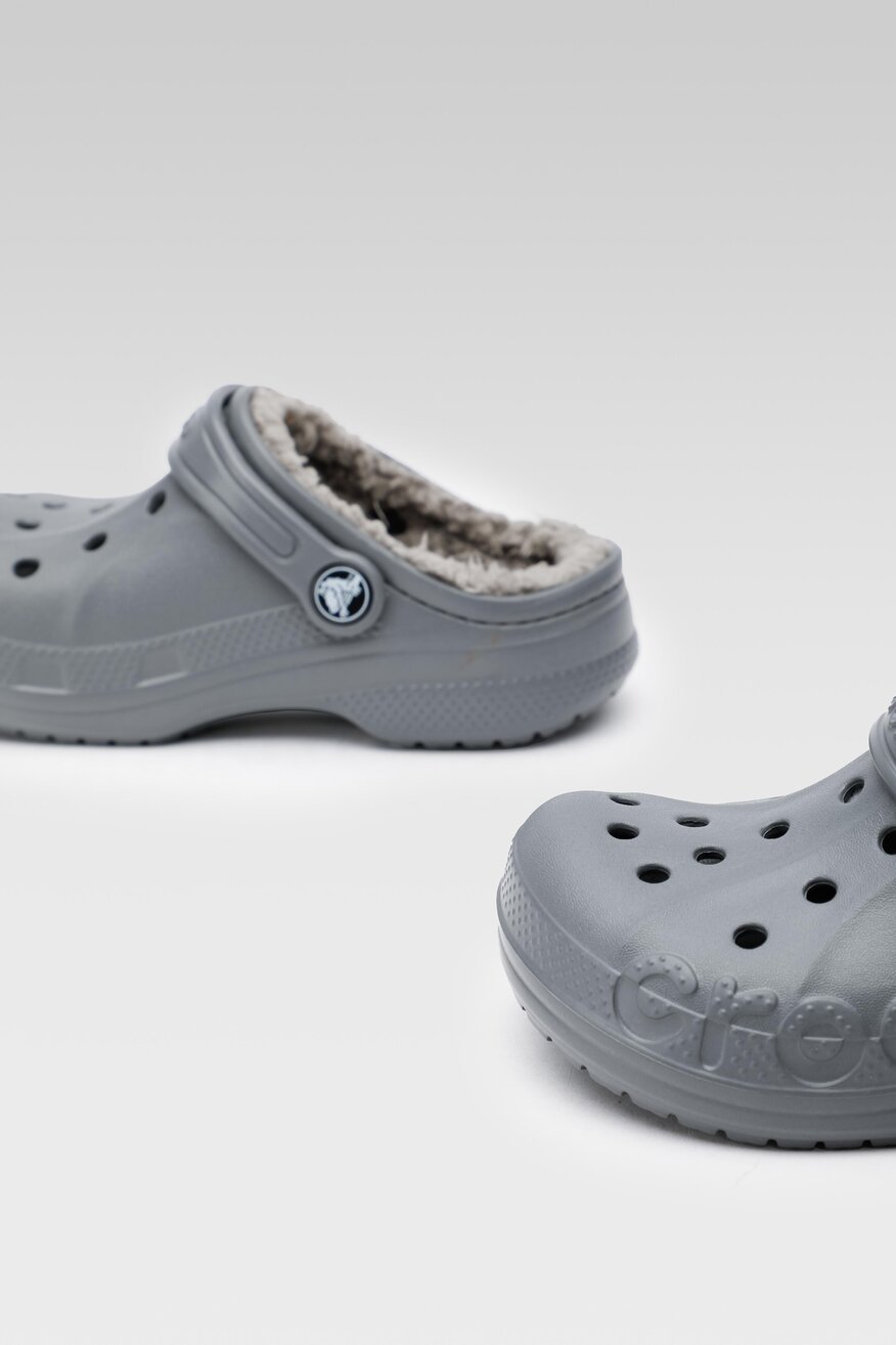 Klapki basenowe Crocs BAYA LINED CLOG K 207500-00Q Szary