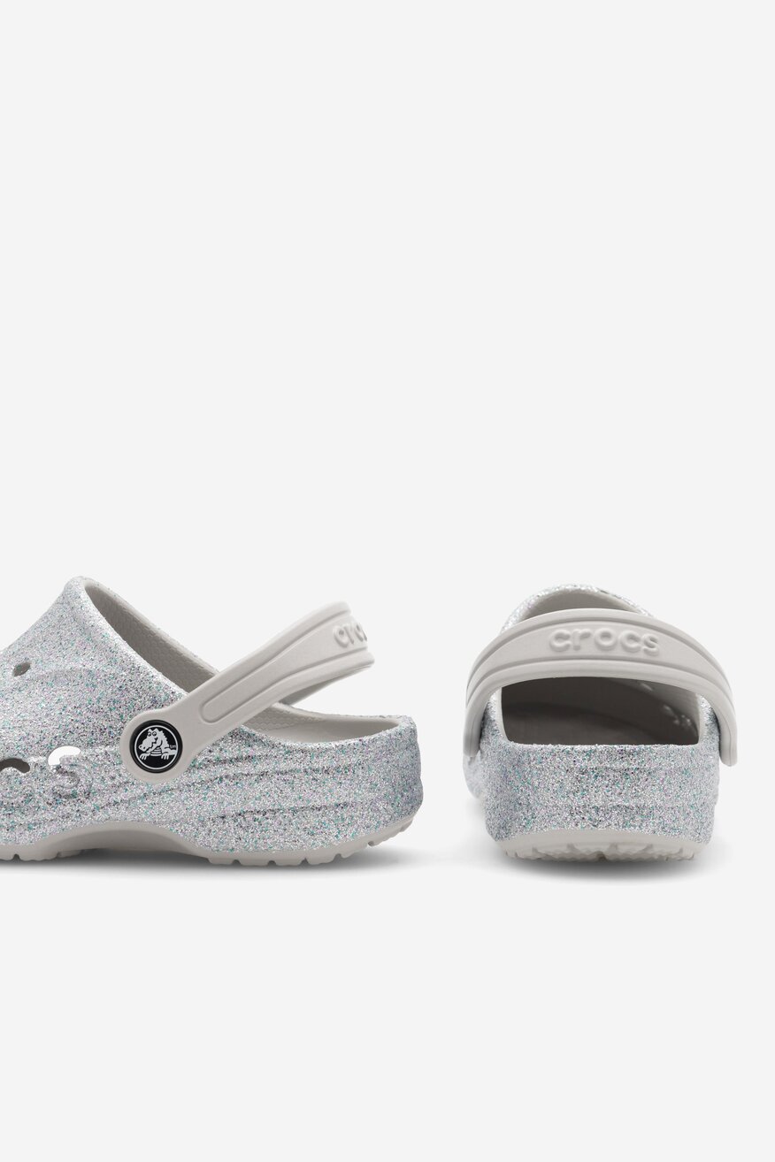 Klapki basenowe Crocs BAYA GLITTER CLOG K 207015-040 Srebrny