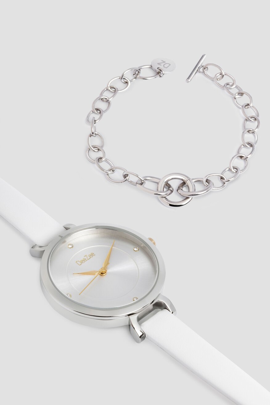 Zegarek DeeZee DZ GIFT SET 03W WHITE Biały