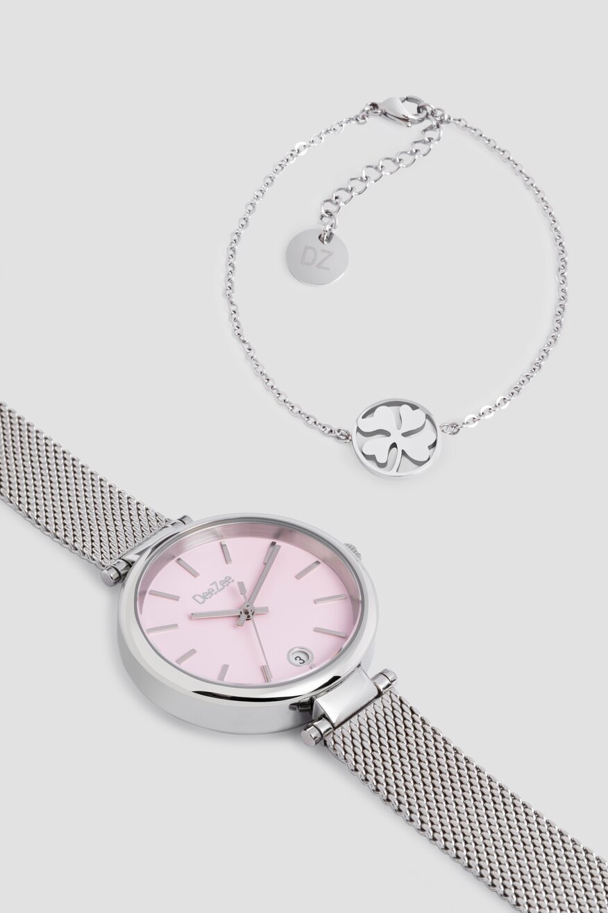 Zegarek DeeZee DZ GIFT SET 02W SILVER Srebrny