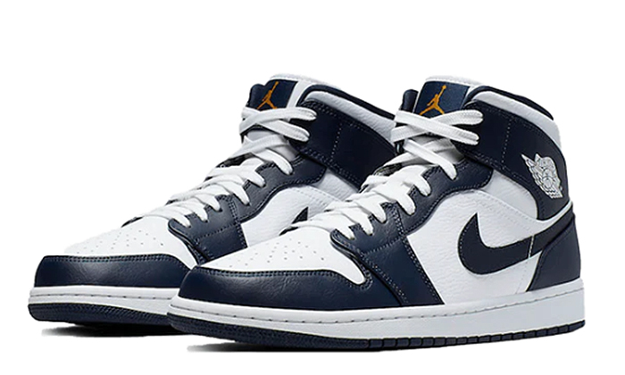 Air Jordan 1 Mid White Metallic Gold Obsidian