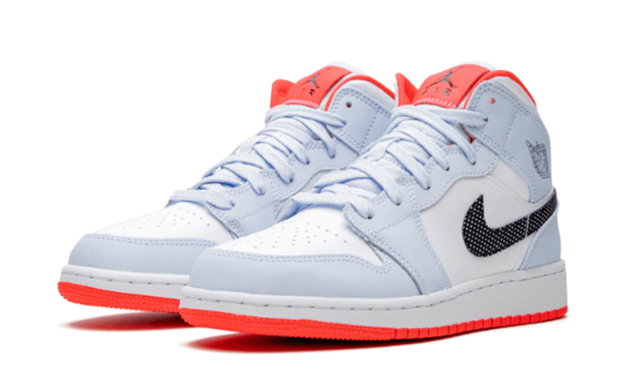 Air Jordan 1 Mid Half Blue Polka Dot Swoosh