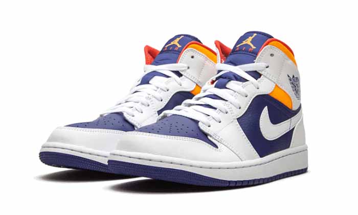 Air Jordan 1 Mid White Laser Orange Deep Royal Blue