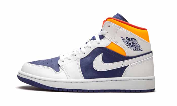 Air Jordan 1 Mid White Laser Orange Deep Royal Blue