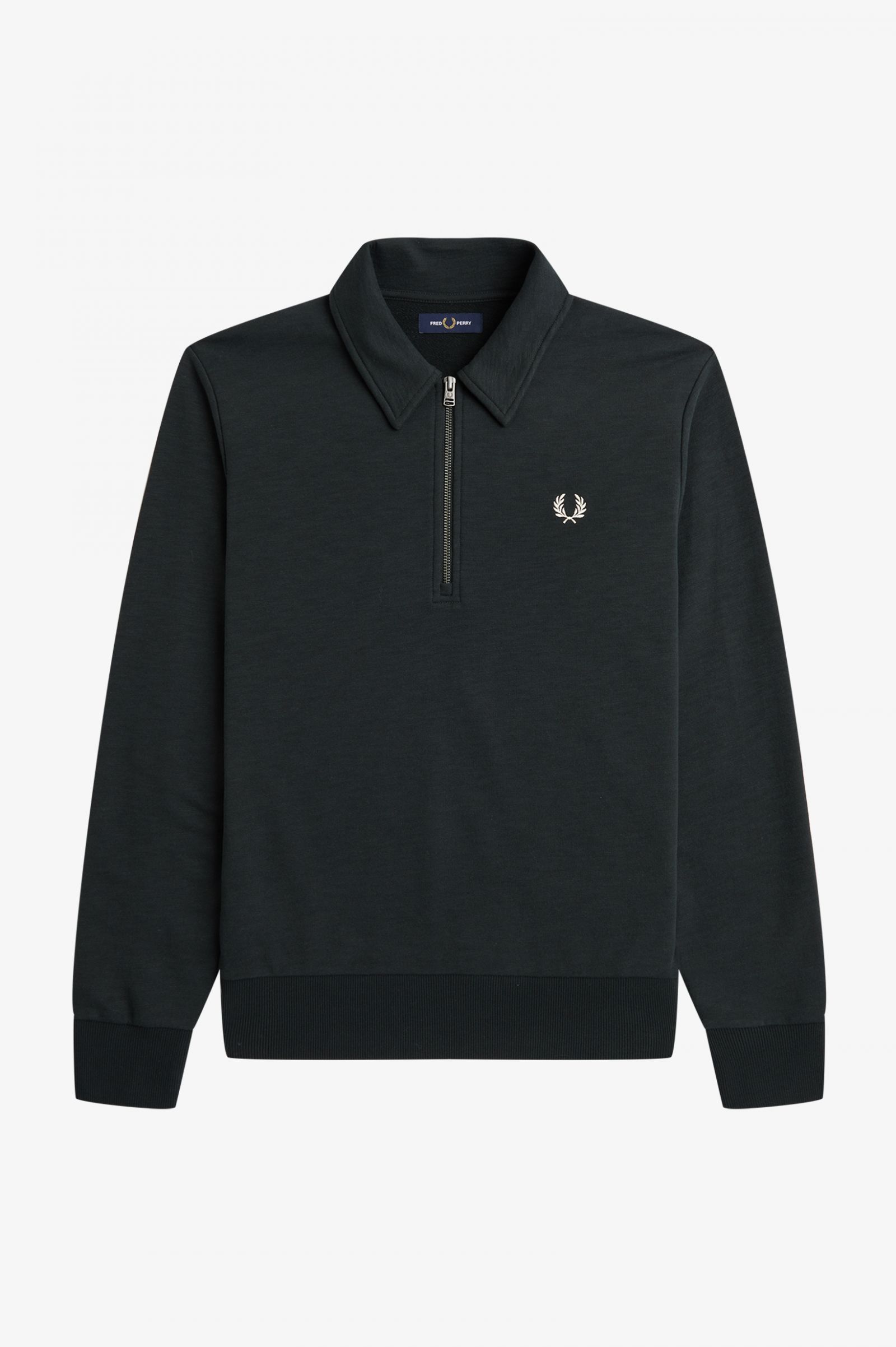 Zip Neck Collar Sweatshirt Night Green 7038409