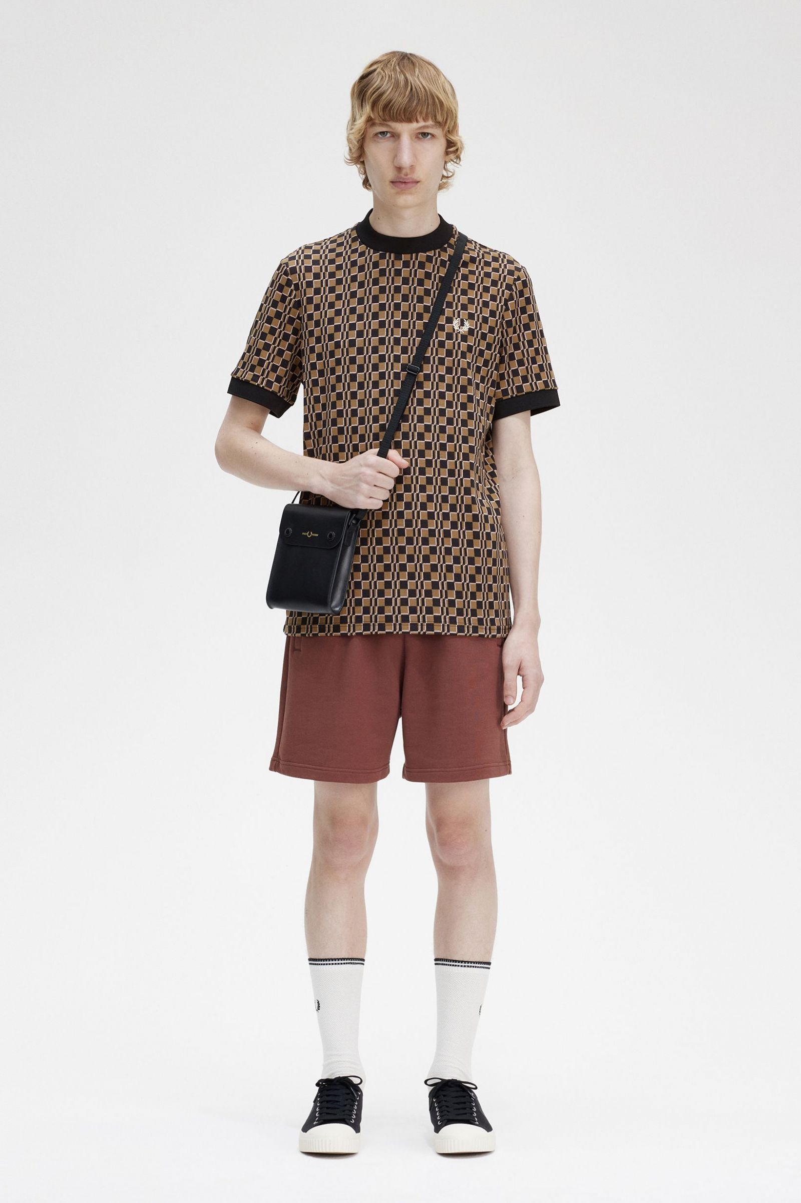 Glitch Chequerboard T-Shirt Shaded Stone / Navy 7038930