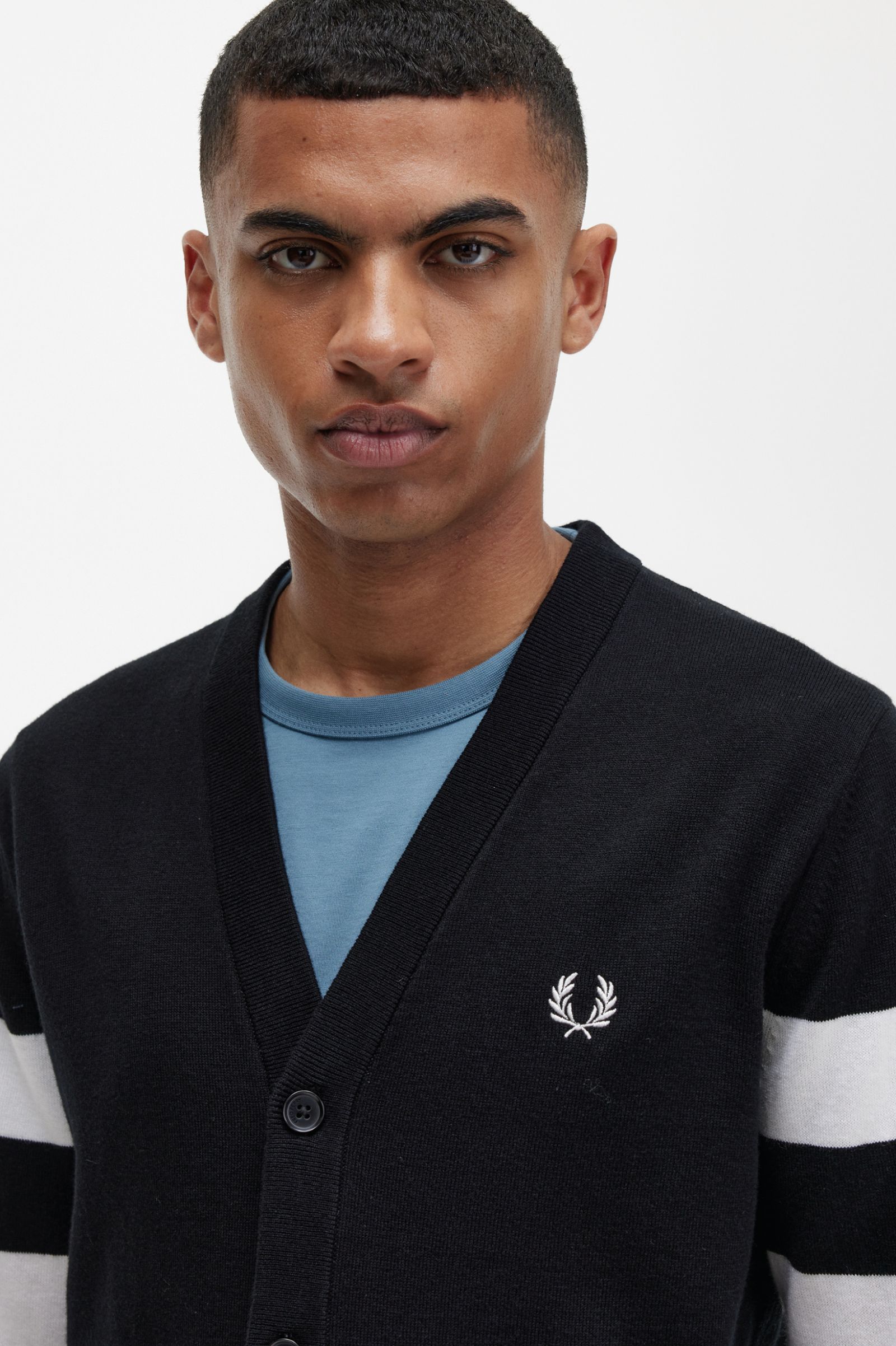 Tipped Sleeve Cardigan Black 7038324