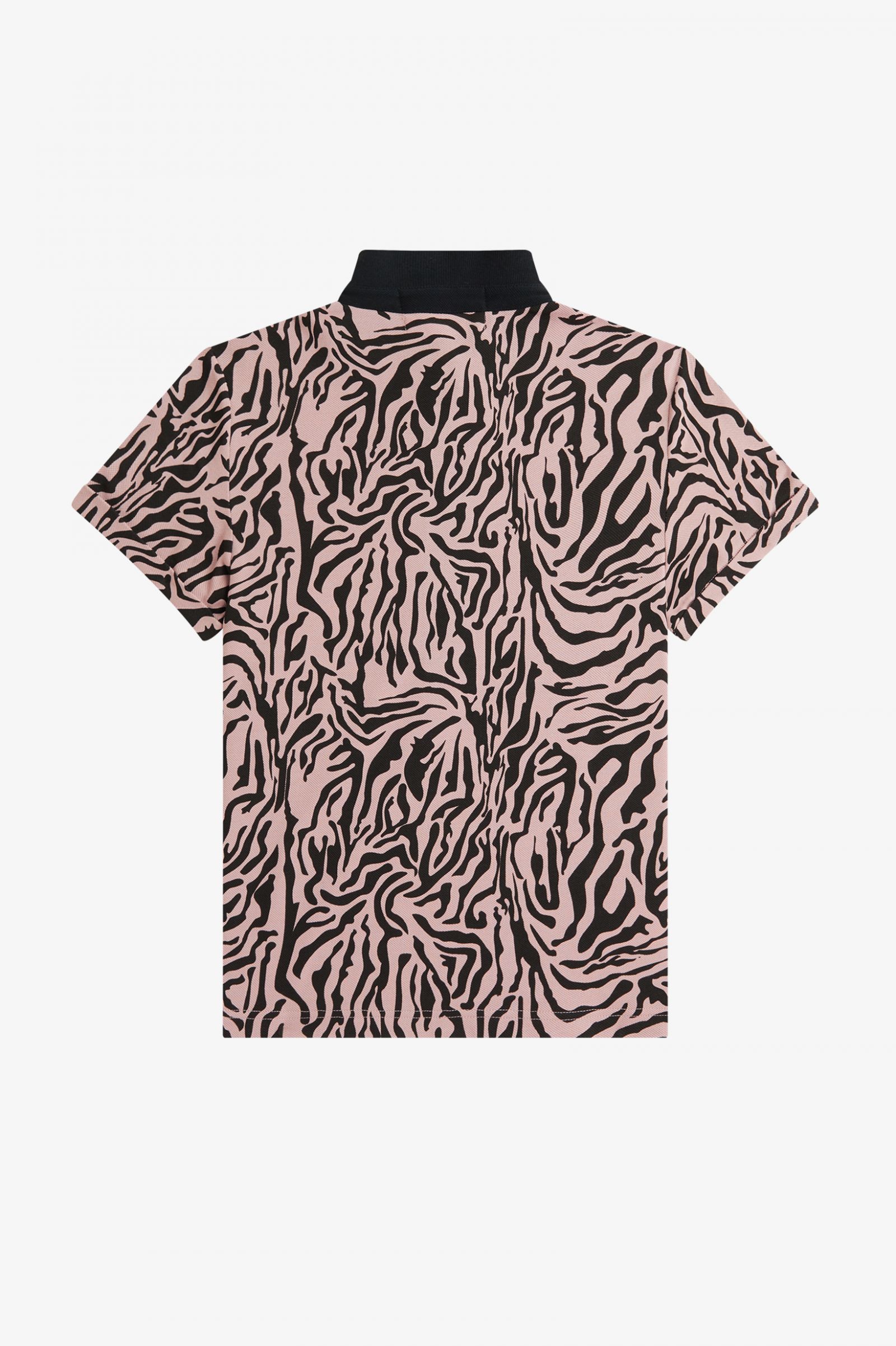 Amy Winehouse FoundationZebra Print Polo Shirt Dusty Rose Pink 7039387