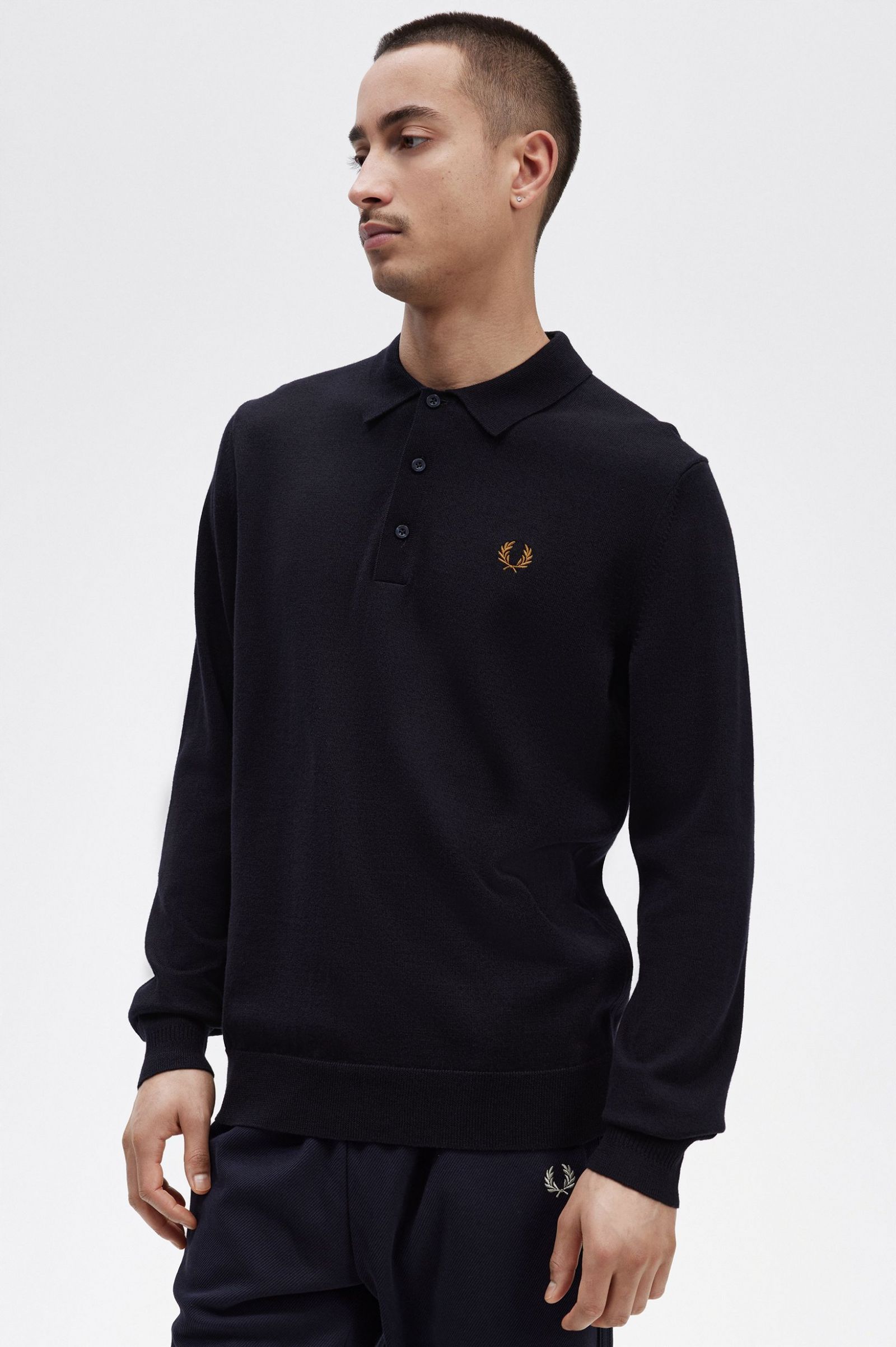 Long Sleeve Knitted Shirt Navy 7038341