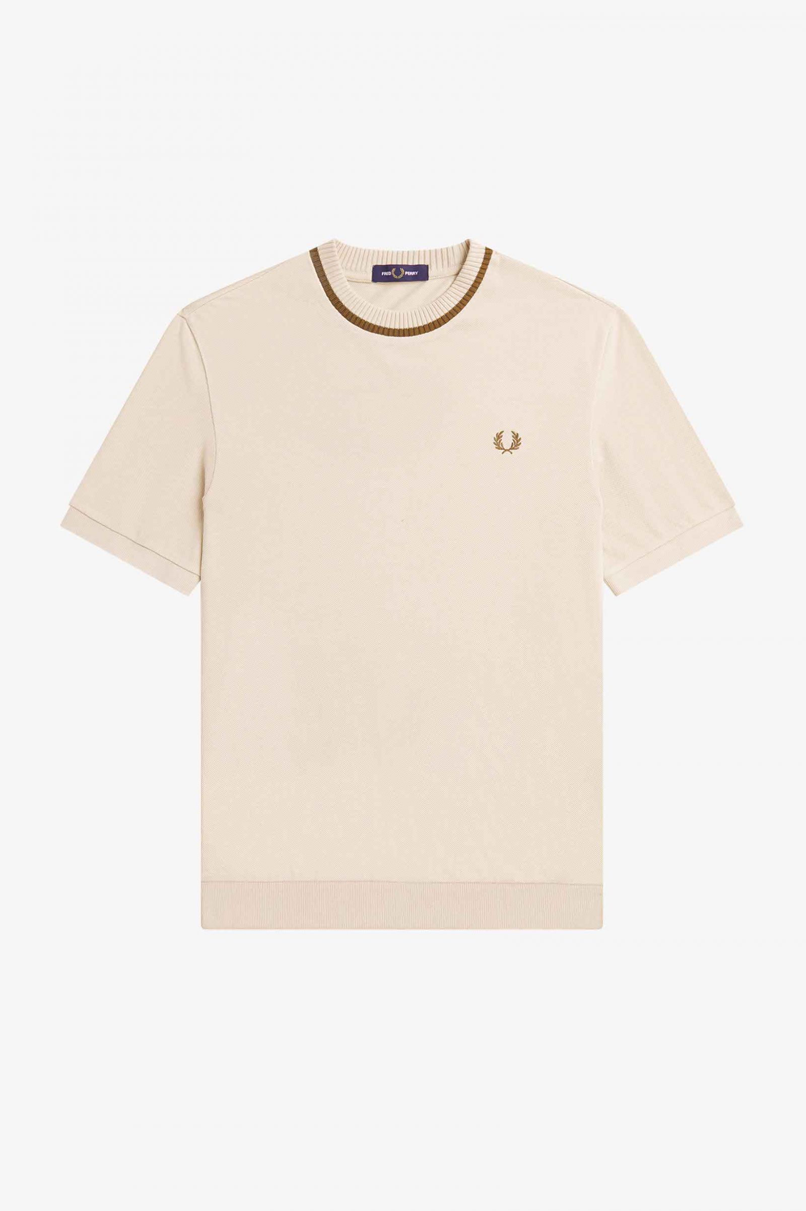 Crew Neck Piqué T-Shirt Oatmeal 7038976