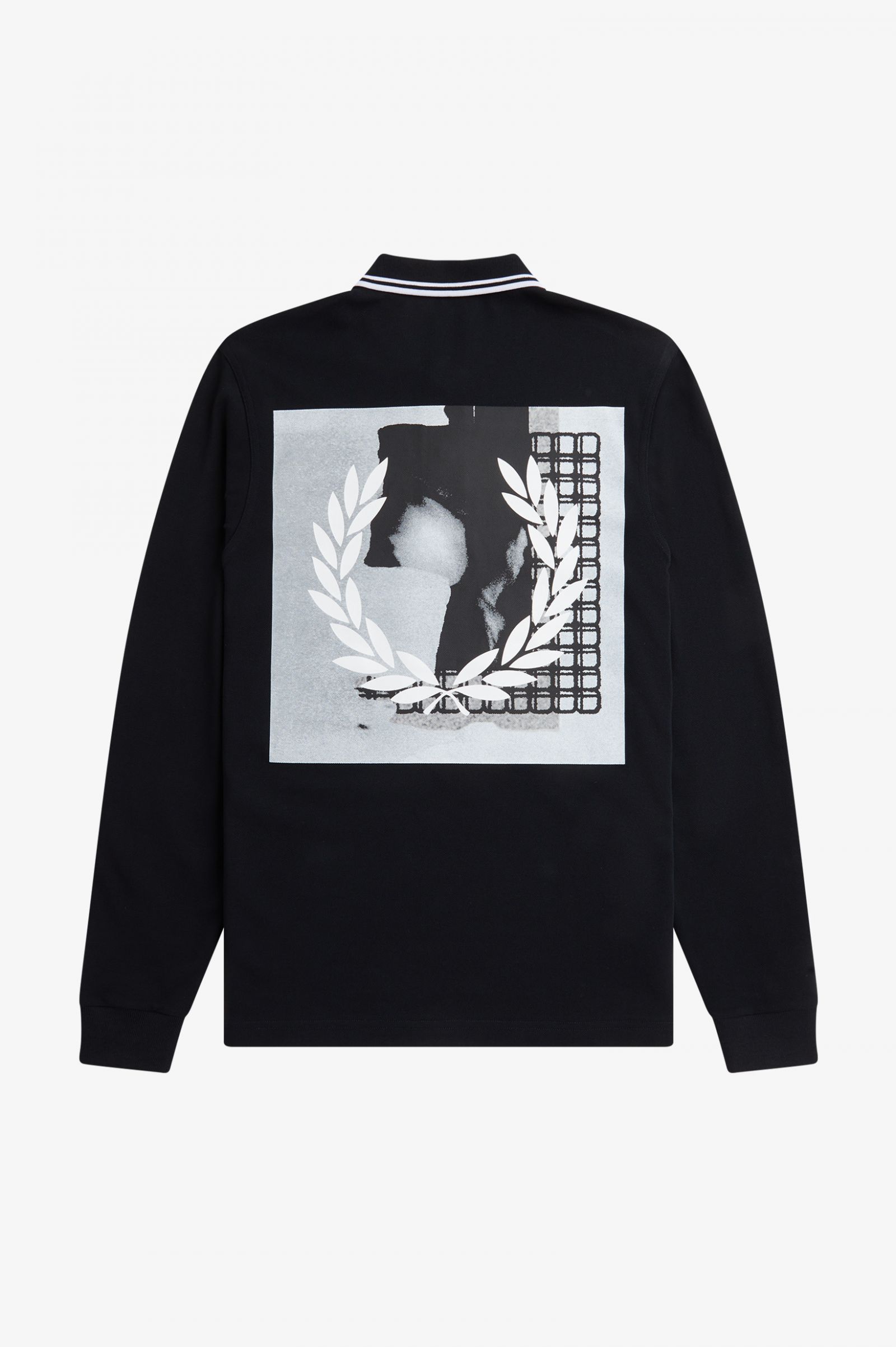 Rave Graphic Long Sleeve Fred Perry Shirt Black 7038515