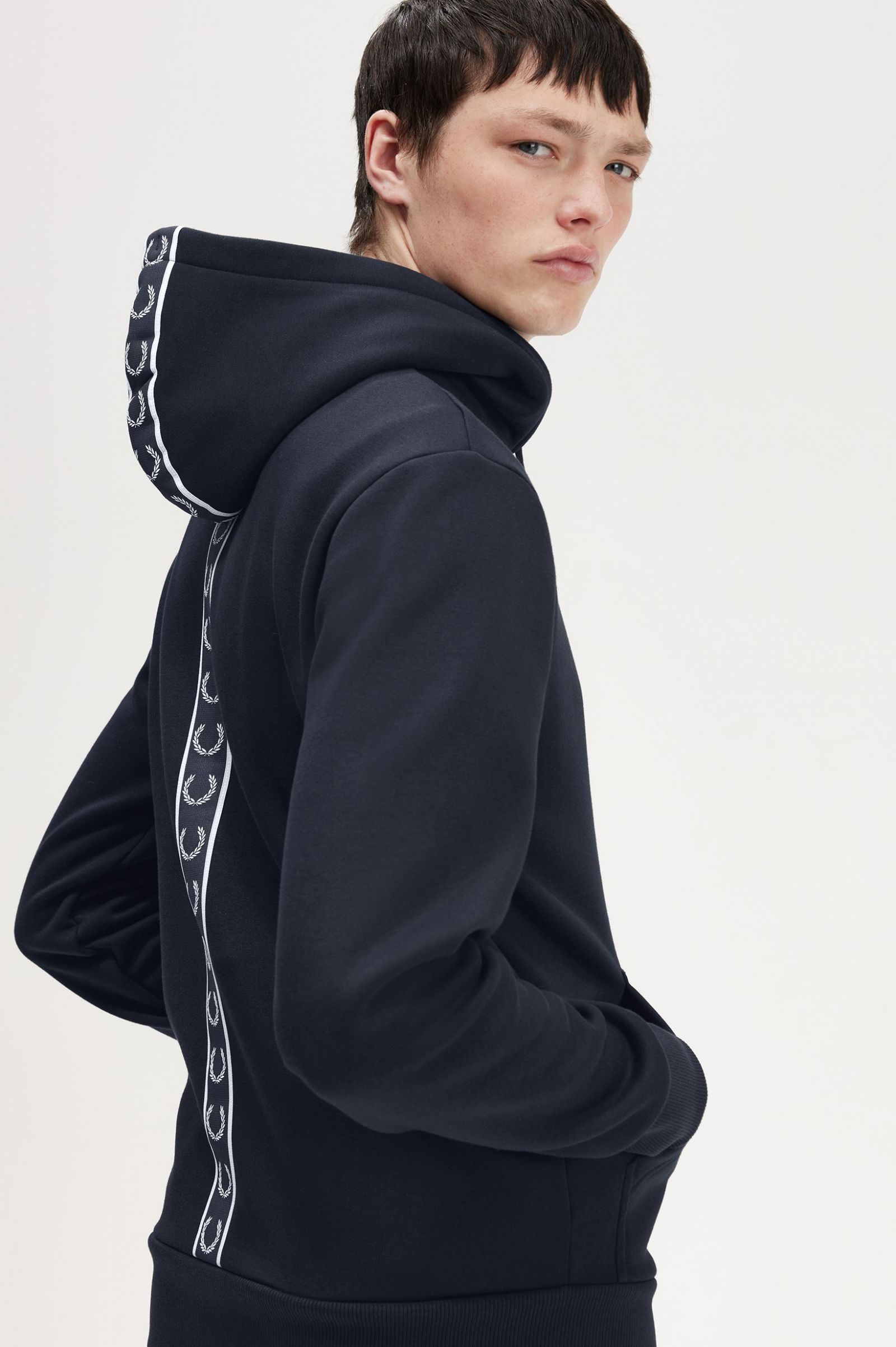 Tape Detail Hooded Sweatshirt Black 7038888