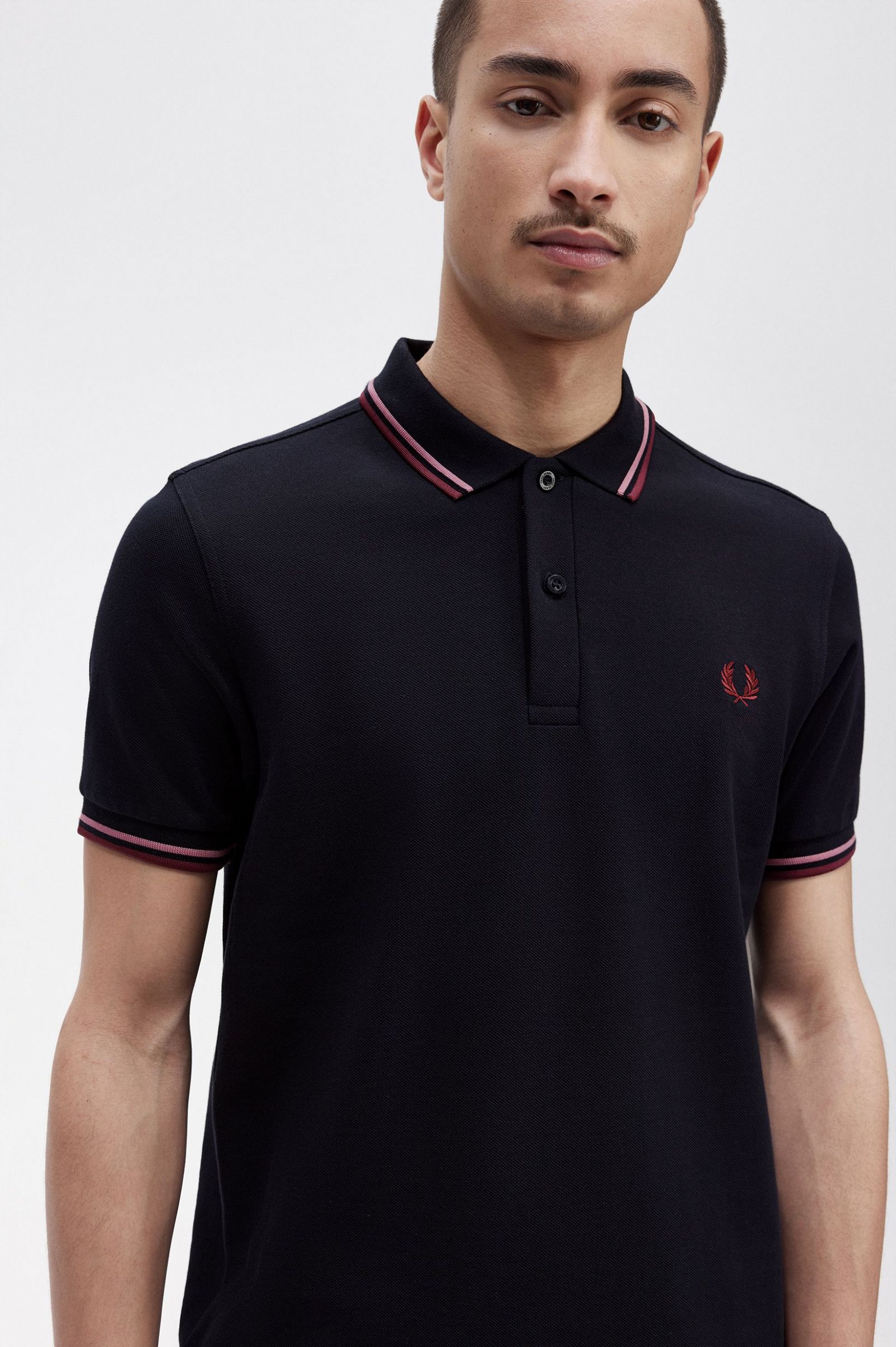 The Fred Perry ShirtM3600 Navy / Dusty Rose Pink / Oxblood 7038538