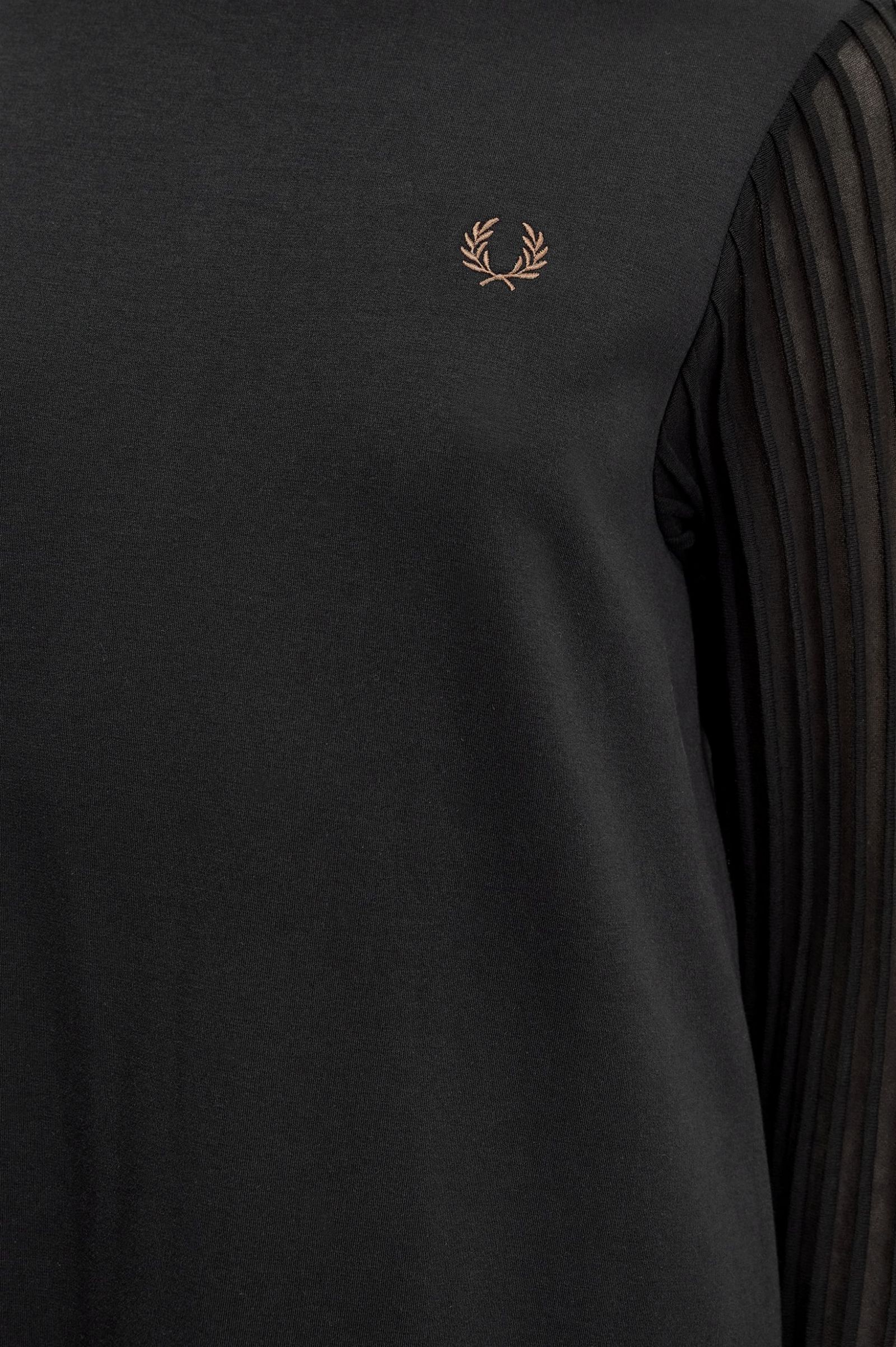 Sheer Sleeve Mock Neck Dress Black 7039307