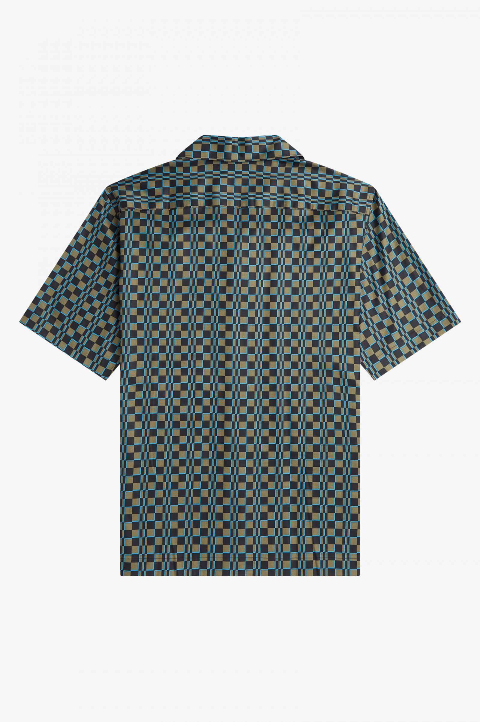 Glitch Chequerboard Revere Collar Shirt Uniform Green 7038722